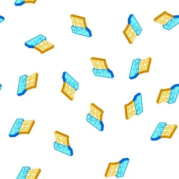 Heavy rainfall disaster isometric icon seamless pattern Stock Illustration