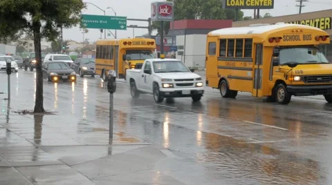 Heavy Rainfall in Los Angeles (Culver City) Stock Footage