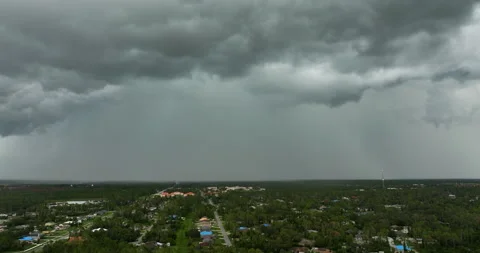 Heavy rainfall over Florida suburbs during summer thunderstorm 動画素材 289285620