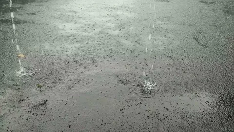 Heavy Rainfall on Parking Asphalt Video stock 329906569