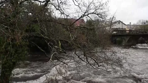 Heavy rainfall from storm Leonardo triggers alerts in several regions, Pontevedr Stock Footage 328298608