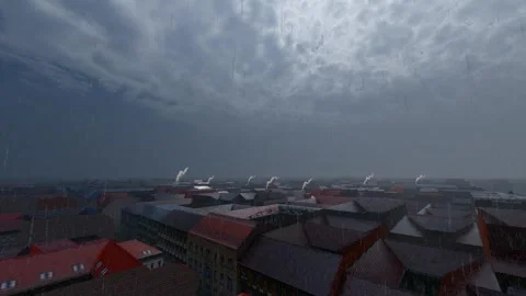 Heavy raining at town Stock Footage 249127752