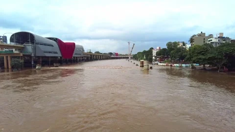 Heavy Rains Trigger Flooding In Pune, Due to rain in the city most of the road Stock Footage 281100876