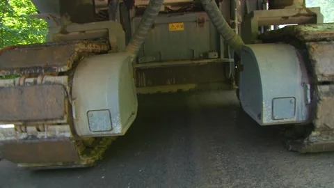 Heavy Road Milling Machine During Asphalt Rehabilitation Stock Footage 344400739