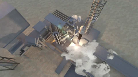 Heavy rocket launch - space rocket lift-off into space orbit with flames and 库存影片 171022771