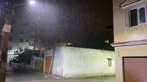 Heavy running at night, raining Stock Footage 156711434