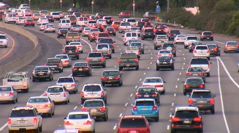 Heavy rush hour traffic in Los Angeles Stock Footage