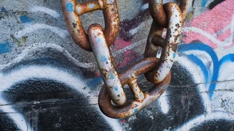 A heavy rusty anchor chain. Stock Footage 247853678