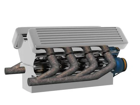 Heavy silver engine block of a car Illustrazione stock