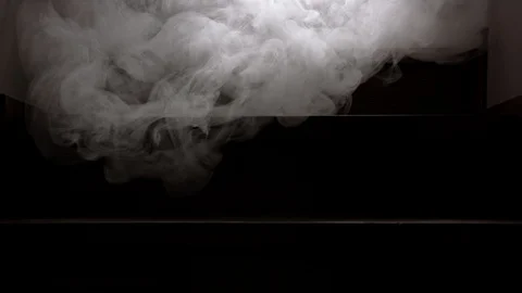 Heavy smoke creeping down dark stairs suspense and horror lurks Vídeo Stock 91293821