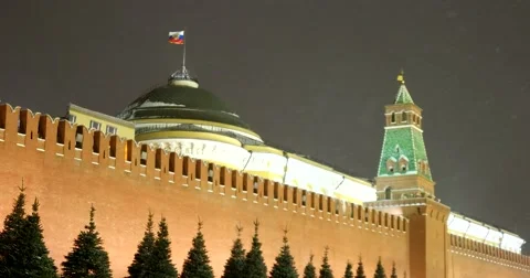 Heavy snow, Blizzard, Kremlin, lighting Stock Footage 67396193