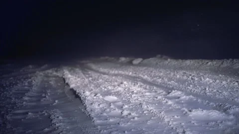 Heavy Snow Is Blocking The Road. Winter. Night or evening. Stock Footage 148478825