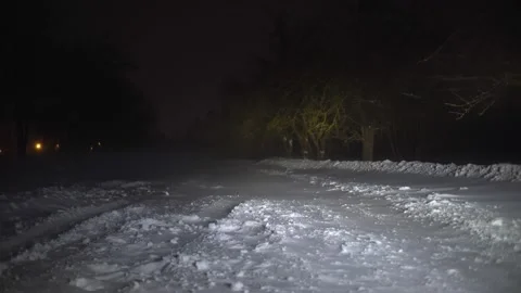 Heavy Snow Is Blocking The Road. Winter. Night or evening. 库存影片 148480513
