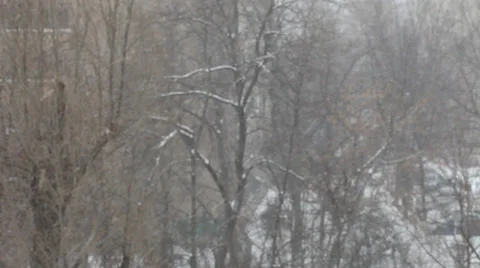 Heavy snow in the city, snowfall, winter scene, bad weather, parking area Stock Footage 34365912