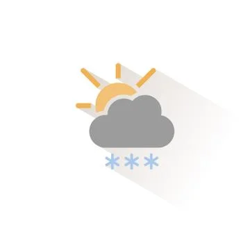 Heavy snow, cloud and sun. Isolated color icon. Weather vector illustration Stock Illustration