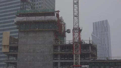 Heavy snow on a construction site Stock-Footage 148168051