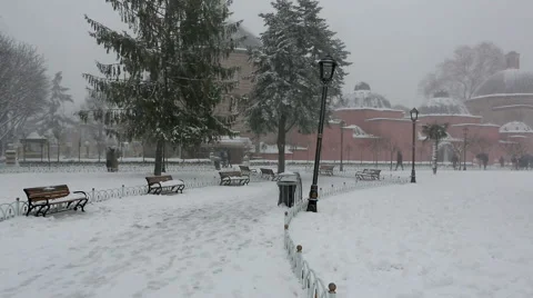 Heavy snow fall and snowstorm in Istanbul Stock Footage 58632221