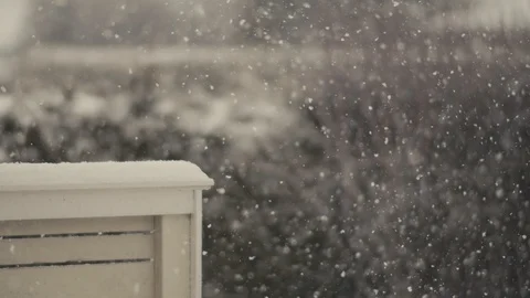 Heavy Snow Fall in Backyard, Norway 1080p Stock Footage 121091939