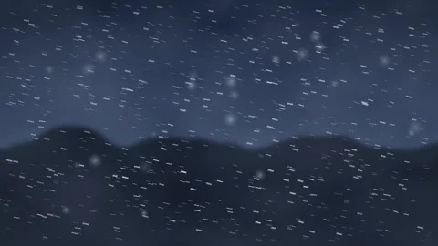 Heavy Snow Falling Over Dark Mountain Landscape Night Animation Видео 347965613