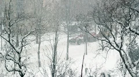 Heavy Snow Falling - Snow Plows in Action Stock Footage 10743794