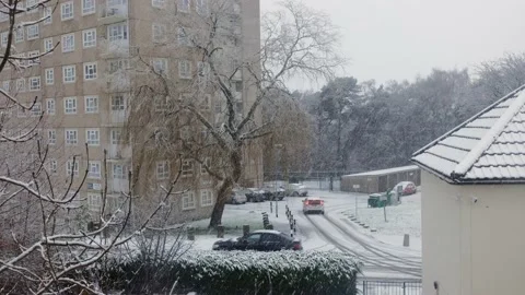 Heavy Snow first fall Leeds, West Yorkshire UK. 19 February 2022 29.97fps Stock Footage 170609224