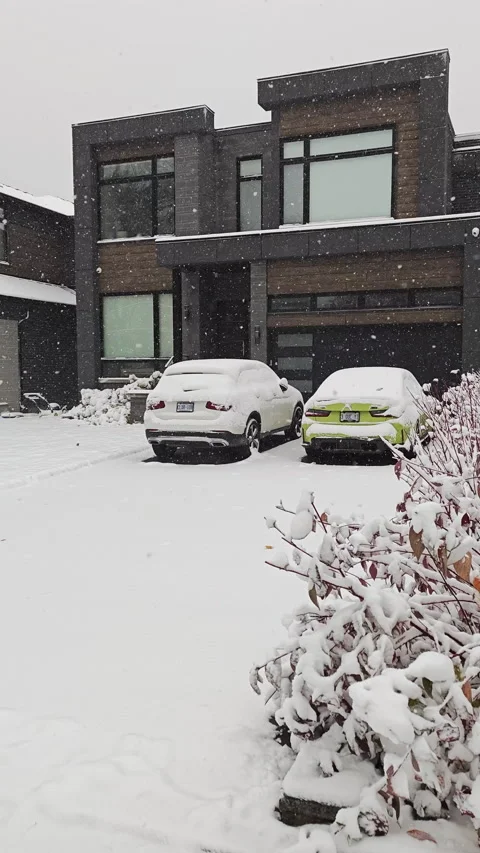 Heavy snow in front of the door (vertical video) Video stock 329069568
