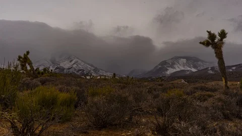 Heavy Snow Mist over the Mt. Charleston Desert Time Lapse, Timelapse, Time-La Stock Footage 128944875
