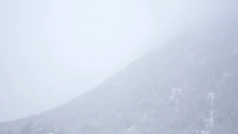 Heavy snow in the mountains - camera tilting up to the sky Stock Footage 104900257