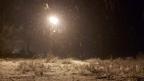 Heavy snow at night Stock Footage 146262388