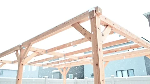 Heavy Snow on pergola Stock Footage 229445675