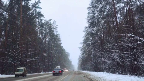 Heavy snow on the road Stock-Footage 73481736