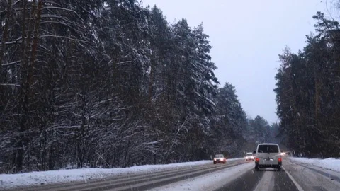 Heavy snow on the road Stock-Footage 73481772