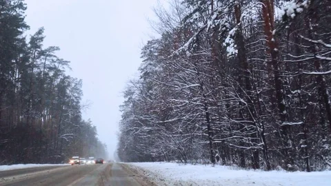 Heavy snow on the road Stock-Footage 74351051