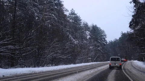 Heavy snow on the road Stock-Footage 76424523