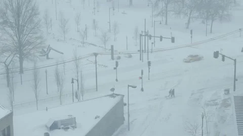 Heavy Snow Storm Stock Footage 345184689