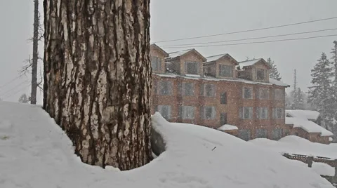 Heavy snowfall in the background at home horizontal panning Stock Footage 45795382