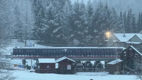 Heavy Snowfall At The Base Of Whistler Blackcomb, British Columbia, Canada Stock-Footage 334824267