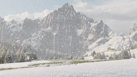 Heavy Snowfall Blizzard In A Gorgeous Mountain Forest Scene Stock Footage 301554737