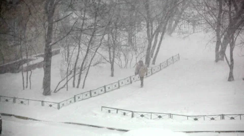 Heavy snowfall in the city. Stock Footage 35173877