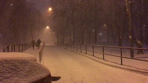 Heavy snowfall in the city 库存影片 88436145