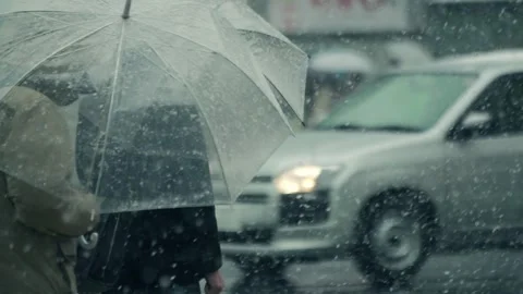 Heavy Snowfall in the City Stock Footage 332832954