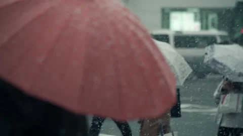 Heavy Snowfall in the City Stock Footage 332832962