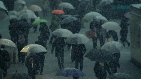 Heavy Snowfall in the City Stock Footage 332832969