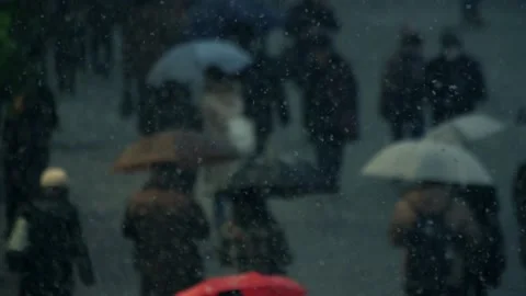 Heavy Snowfall in the City Stock Footage 332832972