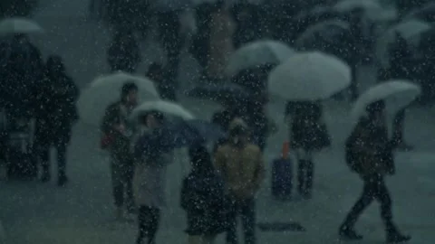 Heavy Snowfall in the City Stock Footage 332832973