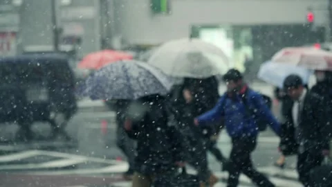 Heavy Snowfall in the City Stock Footage 332832977