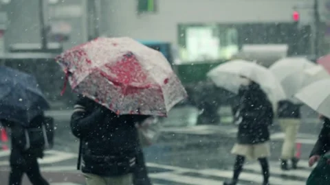 Heavy Snowfall in the City Stock Footage 332832981