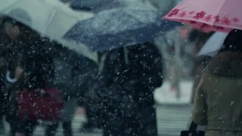 Heavy Snowfall in the City Stock Footage 332832986