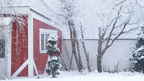 Heavy snowfall during winter time Stock Footage 71409487
