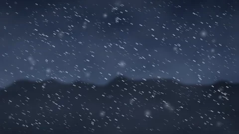 Heavy Snowfall Falling at Night over Mountains Background Animation Vídeos de archivo 347965611